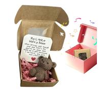 Pocket Bear Hug, Little Handmade Keepsake, 2.17x2.17x0.98 inches Miniature Comfort Animal, Thoughtful Gift Token for Uplifting Care Good Luck Men Lovers Friend Adults Kids and Sentimental Moments