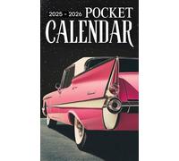 Pocket Calendar 2025-2026: 2 Years Pocket Planner with Inspirational Quotes January 2025 to December 2026, 24 Months Small Organizer 4x6.5 | Pink Car Pulp Art