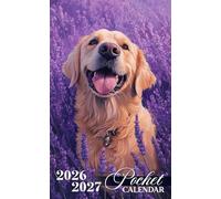 Pocket Calendar 2026-2027: 2-Year Planner for Purse, 24 Monthly from January 2026 to December 2027 with Motivational Quotes | Golden Retriever in Lavender Cover