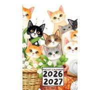 Pocket calendar 2026-2027 for purse: Two years small size Monthly Planner | Cats Seamless Small Size Soft Cover - 4 x 6.5 Inches