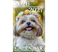 Pocket Calendar 2026-2027: Inspirational Monthly Planner from January 2026 to December 2027 with Shih Tzu Flower Crown Design for Purse