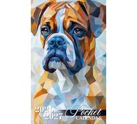 Pocket Calendar 2026-2027: Two-Year Monthly Planner for Purse, 24 Months from January 2026 to December 2027 with Inspirational Quotes | Geometric Boxer Dog Art Cover