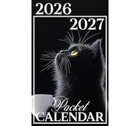 Pocket Calendar 2026-2027: Two-Year Pocket-Sized Organizer with Uplifting Monthly Quotes, 24 Months from January 2026 to December 2027 in Cute Black Cat with Coffee Design