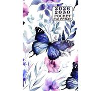 POCKET CALENDAR 2026-2030 FOR PURSE: Five-Year Monthly Planner and Organizer ( January 2026 - December 2030 ) with Holidays, Habit Tracker, and Vision Board - Blue Purple Butterfly Floral