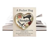 Pocket Christmas Hug - Heart Token, Mini Keepsake | Clear Inspirational Hairdresser Gift, Small Barber Appreciation Hug, Sentimental Message Cardwith Holiday Celebration Scenario