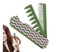 Pocket Comb, Fine Tooth Wide Tooth Design, Folding Styling Tool, Compact Lightweight, Great For Women, Girls, Hair, Beards, Mustaches, Travel Use, Green/Hot Pink/Red