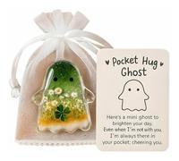 Pocket Comfort Ghosts, A Hug in Your Pocket, Pockets Hug Ghost with Encouragement Card Cute Mini Charm, Grant Courage to Bless The Pocket Ghost,Small Decorative Keepsake (1pcs,Four-Leaf Clover)