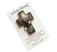 Pocket Cross Blessing Keepsake, Handmade Christian Faith Gift, Scripture Verse Card Token Set, Inspirational Spiritual Comfort Charm, Portable Prayer Reminder Piece, for Adults Kids Travel Camping Use