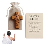 Pocket Cross - Handheld Praying Crucifix, Wooden Faith Symbol | Handmade Religious Cross Ornament, Christian Wooden Crucifix for Daily Devotion Spiritual Seekers Catholics Church Members Prayer Rooms