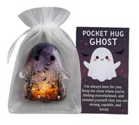Pocket Ghost Card - Portable Cute Resin Keepsake with Inspirational Card, Comforting Token Gift, Mini Spiritual Ornament for Halloween, Graduation, Work Meetings | Travel, Home & Office Decoration
