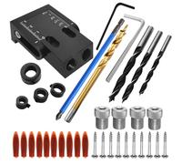 Pocket Hole Jig Kit de forets de poche, guide de position du travail du bois - Pochettes d'angle de 15 ° - Trous de perçage pour kit complet : accessoires complets pour porte d'armoire, projets de