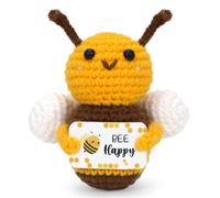 Pocket Hug Abeille Bonheur, Cadeaux positifs Abeille, Laine à tricoter créative Mini poupée en forme d'abeille, remplacement de pomme de terre positive, avec carte Happy Bee, cadeau de rétablissement