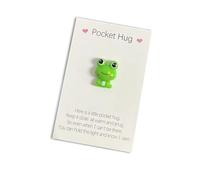 Pocket Hug Grenouille verte petite grenouille de poche pion mini animal sacs câlin grenouille avec carte de vœux encourageante petite consolation encouragement bon rétablissement cadeaux mignon