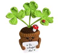 Pocket Hug Plante positive - Crochet à quatre feuilles, pot de fleurs, poupées, porte-bonheur, cadeau de rentrée des classes, porte-bonheur, cadeau de rétablissement, cadeau de remerciement