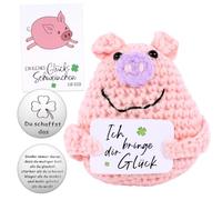 Pocket Hug - Poupé e CréAtive en Laine à Tricoter Pocket Hug - PoupéE CréAtive en Laine à T - Mini Cochon Porte-Bonheur avec Carte D'éNergie Positive pour Une Petite Amie