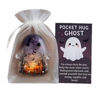 Pocket Hugs Ghost - Joli fantôme de poche confortable avec carte d'encouragement, Pockets Hug Ghost : un câlin dans votre poche, cadeau inspirant pour les amis, jeton de soutien d'Halloween, souvenir