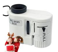 Pocket Microscope Kids | Kid Microscopes with LED Light | Built in Button Battery, Teaching Aids, Adjustable Focus for Children, Microbiological Observation