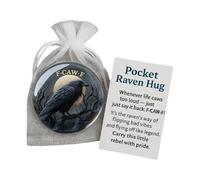 Pocket Raven Hug, Intricate Raven Design Badge, Fun Humorous Portable Decor With Encouragement Card For Work Offices Social School Classroom Home Daily Family Time Mind Brain Desktop Birthday