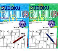 Pocket Size Sudoku Puzzles - Brain Builder - Over 80 puzzles - Easy- Medium-Hard-Yery Hard - All New Puzzles - Vol.3 - 4 (Set of 2 Books)