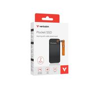Verbatim SSD externe Pocket M.2 2 To USB-C (USB 3.2 Gen 2) Noir/Orange porte-clé Garantie 3 ans