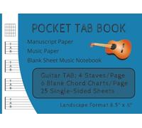 Pocket TAB Book for Guitar | Manuscript Paper | Staff Paper | 25 Single-Sided Sheets: 8.5" x 6" (Landscape Format)