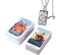Pocket Tarot Deck en Boîte Métallique - Papier couché de Haute qualité - Parfait pour Les débutants - Inclut Un Collier (White Numen Sacred Animal Tarot)