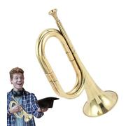 Pocket Trumpet Bugle Horn, Toy Brass Wind Instrument Beginners, Gold Mini Trumpet, 30.5cm, for Festival Performances, Practice, Marching Band, Orchestra, or Musical Atmosphere Events Great Sound