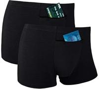 Pocket Underwear for Men with Secret Hidden Front Stash Pocket, Travel Boxer Brief, X-Large Size 2 Packs (Black)