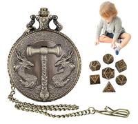 Pocket Watch Dice Set - Steampunk Dice Ensemble, Antique Dice Collection, Fantasy Dice | Vintage Montre Shell Dice, De Jeux D'écran De Jeu Mécanique Rétro, Événements Cospla