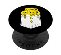 Pocket Yellow Smile Faces Melting Happiness Graphic Designs PopSockets PopGrip Adhésif