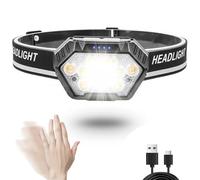 POCKETMAN Lampe frontale LED rechargeable super lumineuse avec 6 modes d'éclairage, haute luminosité, avec détecteur de mouvement et lumière rouge, étanche IPX4, idéale pour le camping, la pêche, la