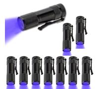 POCKETMAN Lot de 10 mini lampes de poche ultra violettes à 9 LED - Lampe de poche UV LED - 395 nm - Détecteur d'urine et de taches d'animaux domestiques - Détecte les taches sur les vêtements, les