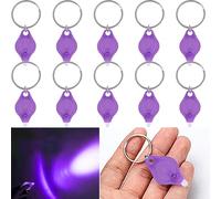 POCKETMAN Lot de 10 mini porte-clés lumineux 395 UV - Petite lampe de poche - Lampe de poche avec pince en métal pour inspection des billets de banque - Fluorescente