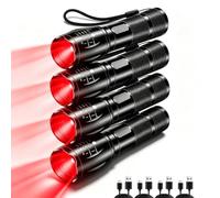 POCKETMAN Lot de 4 lampes de poche à lumière rouge - Rechargeable par USB - LED super lumineuse - Avec sangle de transport - Pratique pour l'extérieur, l'observation nocturne, le camping, l'astronomie