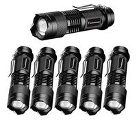 POCKETMAN Pack de 6, 7W 300LM SK-68 Lampe tactique torche à 3 modes Mini Q5 LED Lampe tactique Mise au point réglable Lumière zoomable (Noir)
