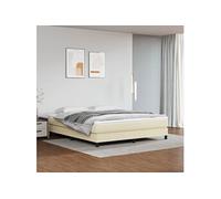 Pocketveringmatras 160x200x20 cm kunstleer crÃmekleurig347824