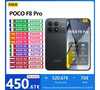 POCO F8 Pro 5G,NFC,Snapdragon® 8 Elite,Écran AMOLED HyperRGB POCO 120 Hz 6.59" ,caméra 50 Mpx,6210 mAh,IP68 Titanium Silver