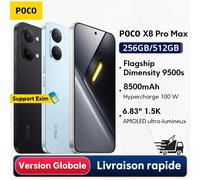 POCO X8 Pro Max 256GB/512GB EEA Version MediaTek Dimensity 9500s Écran AMOLED 1.5K 6.83 pouces 120 Hz 50 MP Caméra IP68 Black