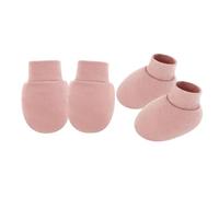 Pocoiau 1 ensemble de moufles pour nouveau-nés avec chaussettes rayées sur peau sensible, confortables et respirantes, gants et couvre-pieds, essentiels de voyage pour bébé, Taro, Taille unique