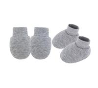Pocoiau 1 ensemble de moufles pour nouveau-nés avec chaussettes rayées sur peau sensible, confortables et respirantes, gants et couvre-pieds, essentiels de voyage pour bébé, gris, Taille unique