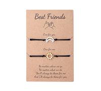Pocoiau 2Pcs Bracelets De Carte De Couple Ami Européen Et Américain Unique Alliage Soleil-Lune Tissé Creux Bijoux De Mode Bracelets Soleil Lune pour Couples