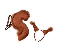 Pocoiau 2pcs Cartoon Squirrel Ears Shape Hairband Color Cosplay Animals Tail Accessories for Boys Girls Kid Party Headband Ear and Set Squirrel and Costume for Kids and Set Cosplay Equipments