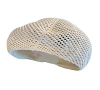 Pocoiau Bérets en dentelle aérée pour femme - Mélange de coton - Accessoire tendance française - Léger - Tendance - Dentelle légère, beige, taille unique