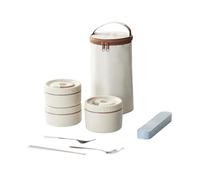 Pocoiau Boîte à déjeuner empilable pour adultes avec couvercle anti-fuite et thermique pour l'extérieur, le travail, les voyages et passe au micro-ondes