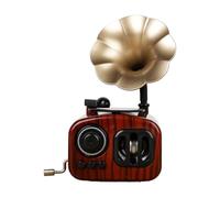 Pocoiau Boîte à musique nostalgique multifonctionnelle - Répliques de gramophone - Mécanisme à manivelle - Phonographe - Ornement musical - Cadeau d'anniversaire - Boîte à musique rétro à manivelle