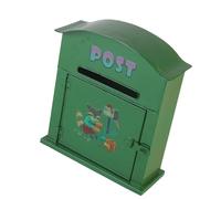 Pocoiau Boîte aux lettres murale en fer robuste avec sculpture de renard vert résistante aux intempéries et antivol pour décoration extérieure