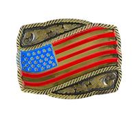 Pocoiau Boucle de ceinture vintage en relief avec motif drapeaux américains en métal pour adultes et adolescents - Fermoir western de remplacement pour homme et cowboy, Ancienne nation verte, taille