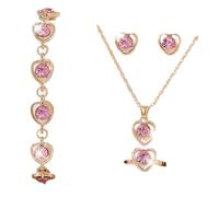 Pocoiau Boucles D'oreilles Pendantes En Forme De Cœur Chaîne Collier Élégant Avec Pendentif Forme Cœur Bijoux Alliage Texture Adaptée Dames Bijoux Mode Élégants