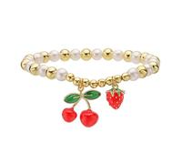 Pocoiau Bracelet élastique confortable avec perles de fruits délicates - Texture cuivre - Convient pour les chercheurs de bijoux individuels - Bracelet de perles réglable, taille unique, Comme décrit