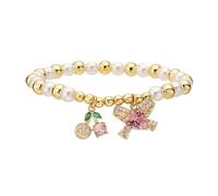 Pocoiau Bracelet élastique confortable avec perles de fruits délicates - Texture cuivre - Convient pour les chercheurs de bijoux individuels - Bracelet de perles réglable, taille unique, Comme décrit